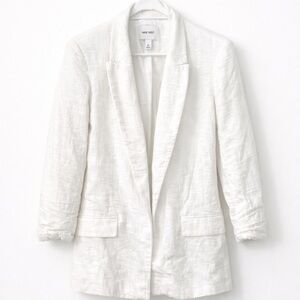 Nine West Medium bright white cotton gauzy Textured Cream Blazer lightweight